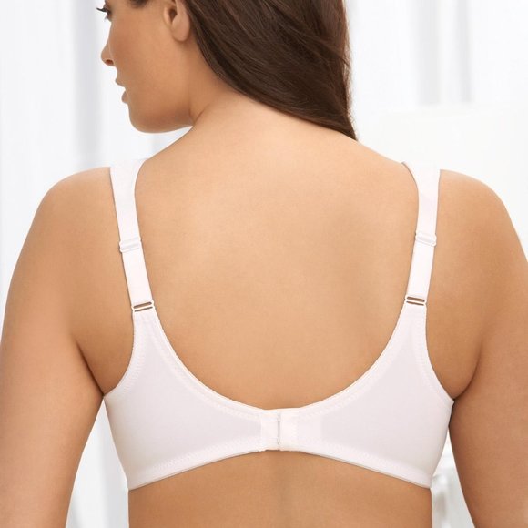 Set of 3! 34D Glamorise NATURAL WIRE Bra (WIDE-STRAPS) STRETCH (DEMI) WHITE NEW - Picture 11 of 11